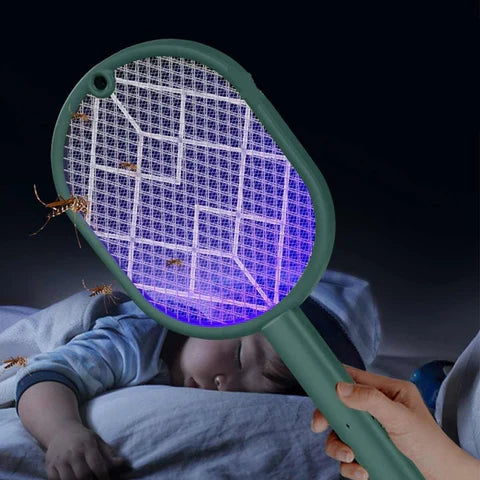 Raquete Elétrica Antimosquitos com Luz Ultravioleta