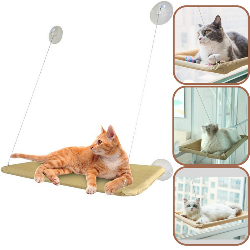 Cama Suspensa para Gatos: Rede Confortável com Ventosas Super Resistentes para Momentos de Relaxamento na Janela