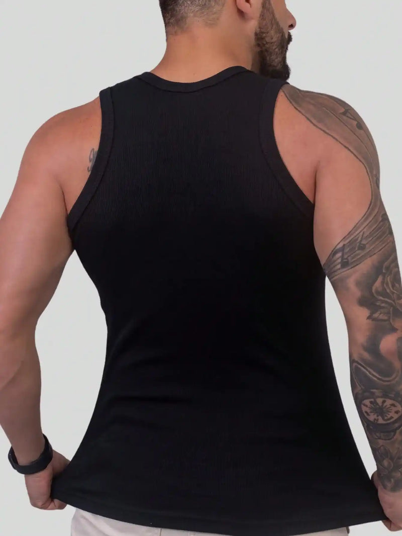 Regata Canelada Masculina Americana Preta