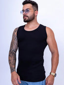 Regata Canelada Masculina Americana Preta