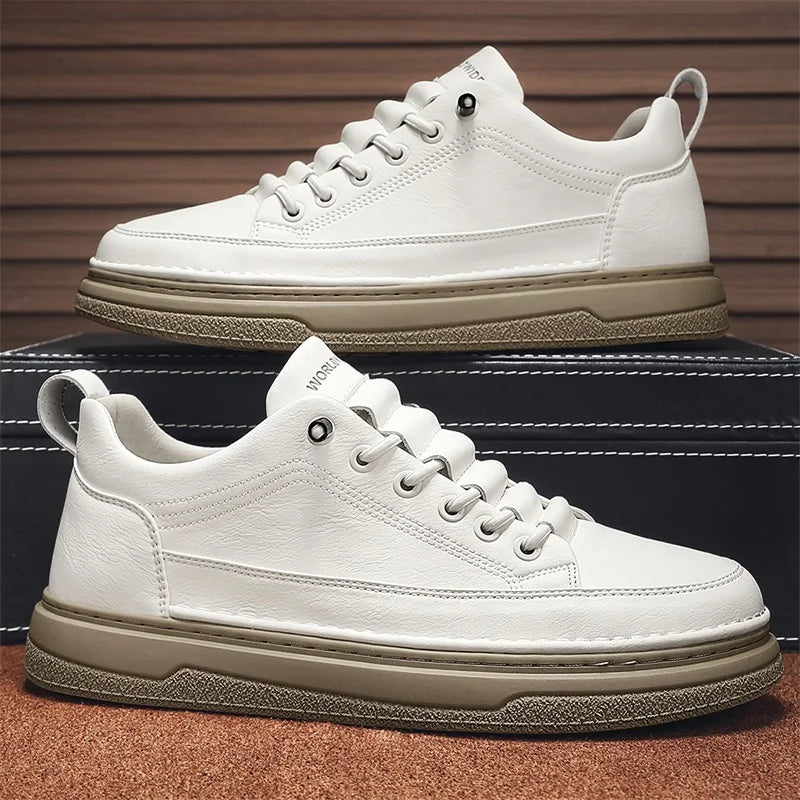 Tênis Casual Masculino em Couro Genuíno - Conforto e Estilo para o Seu Dia a Dia