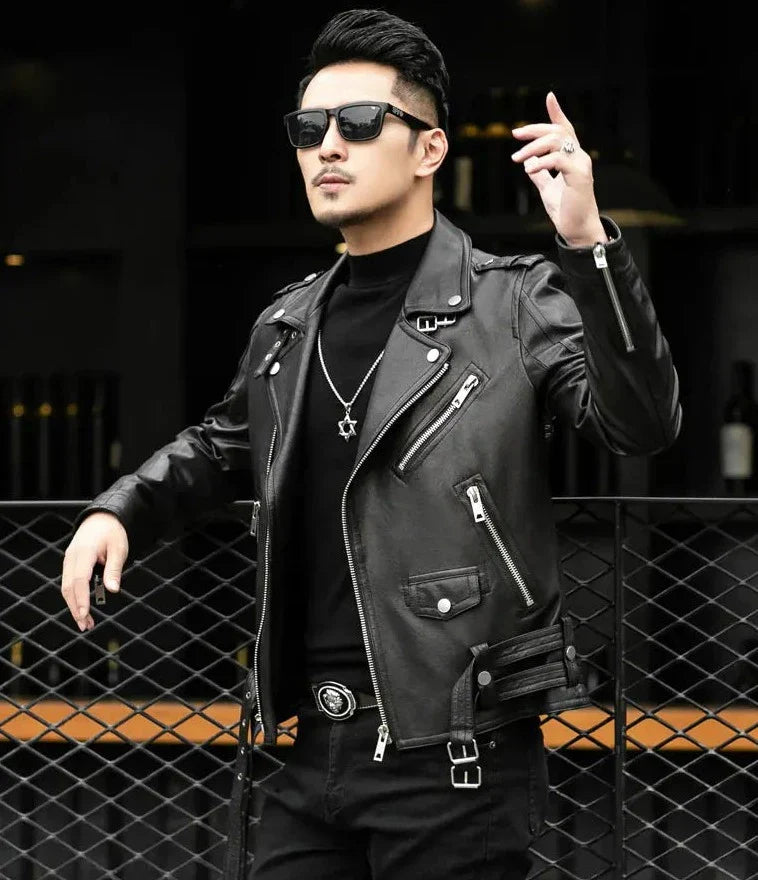 Jaqueta de Inverno Masculina em Couro Genuíno - Estilo e Conforto Europeu