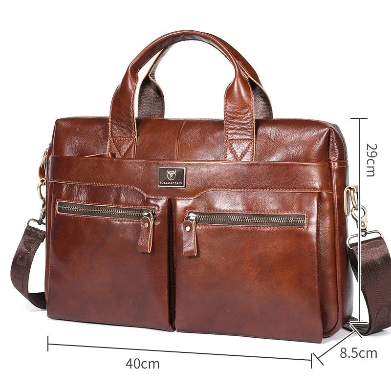 Maleta de Couro Genuíno BullCaptain - Estilo e Praticidade para Seu Dia a Dia