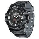 Relógio Militar Masculino Smael Camuflado com Display Duplo para Aventureiros