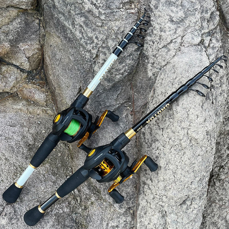 Conjunto de Pesca Ghotda Telescópico em Carbono com Carretilha – Praticidade e Conforto na Sua Aventura