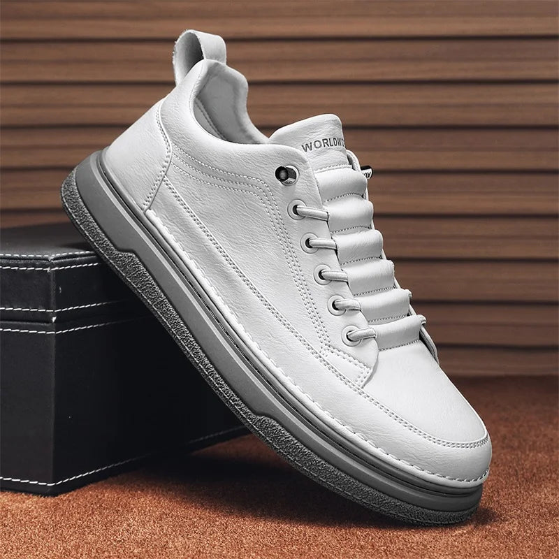 Tênis Casual Masculino em Couro Genuíno - Conforto e Estilo para o Seu Dia a Dia