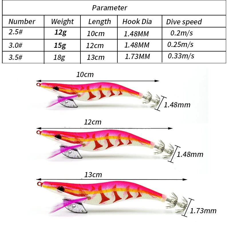 Kit de Iscas Luminosas para Squid Jig com Anzol e Chumbada - 10 Peças para Capturas Incríveis