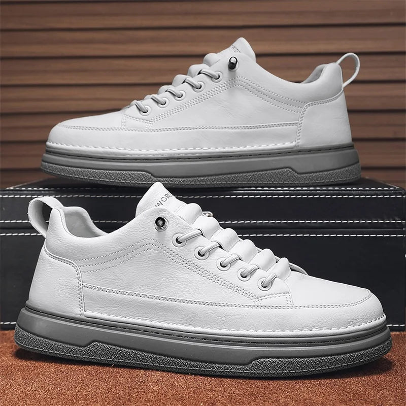 Tênis Casual Masculino em Couro Genuíno - Conforto e Estilo para o Seu Dia a Dia