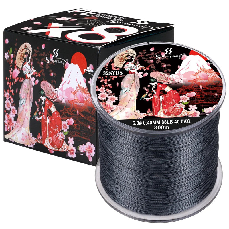 Linha Multifilamento Trançada de 100m a 300m com 8 Fios, Suporta Até 40kg para Aventura e Confiabilidade