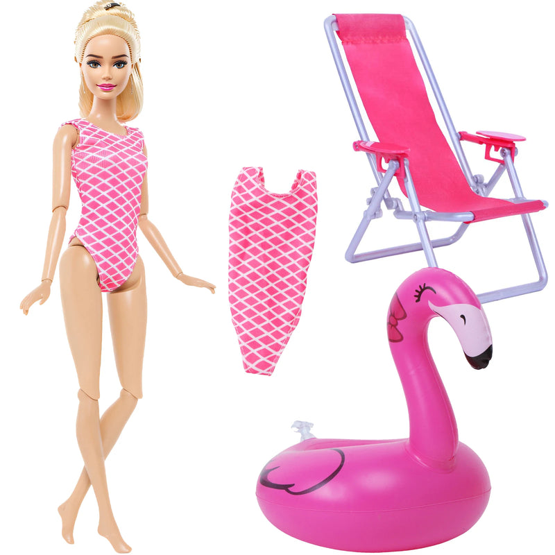 Ba Doll bie 3 Pçs/set 11.5 Polegada Acessórios de Boneca 30cm 1/6 Biquíni Maiô + Cadeira de Praia + Natação Salvagente Roupa de Verão Brinquedo