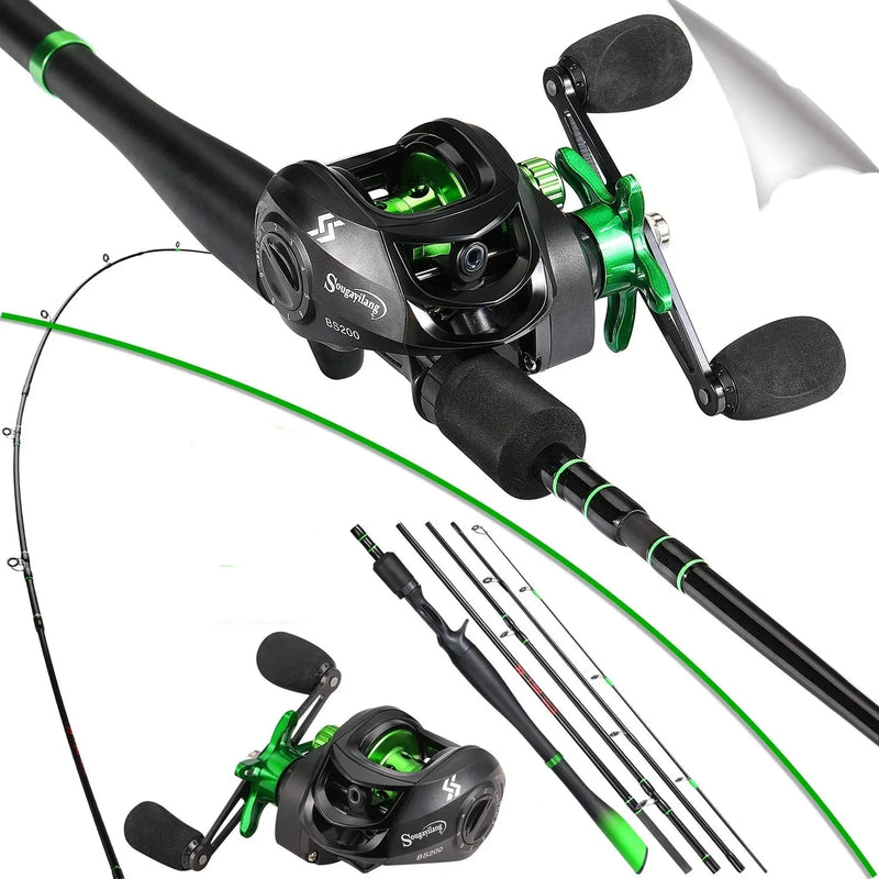 Conjunto Premium de Pesca Sougayilang: Vara em Fibra de Carbono e Carretilha de 10kg para Aventuras Incríveis