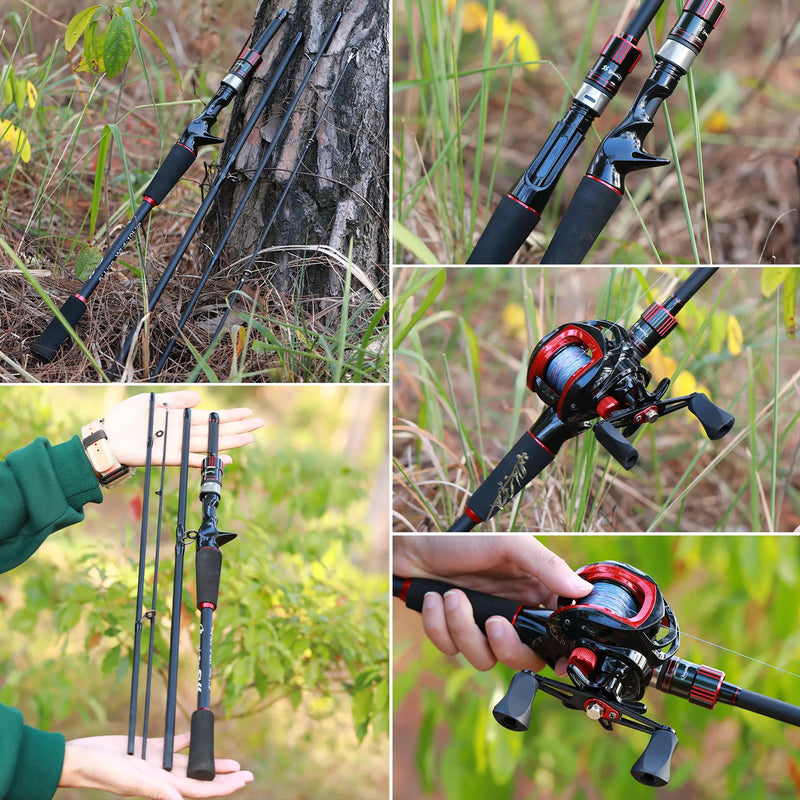 Vara De Pesca Sougayilang 4 Partes Com Fibra De Carbono - Leveza e Resistência Para Suas Aventuras