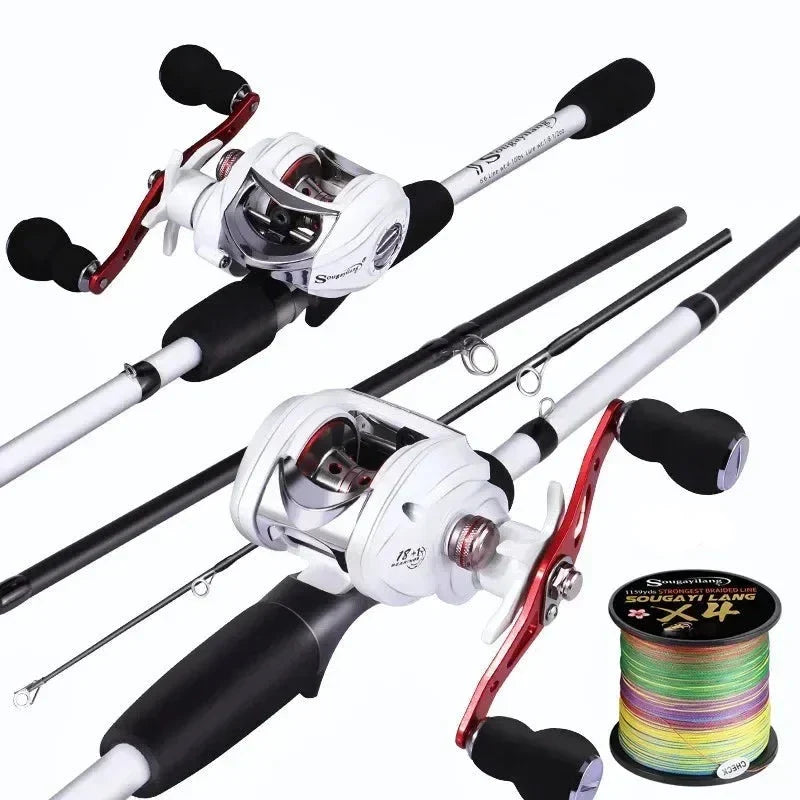 Kit de Pesca Sougayilang: Carretilha Eficiente e Vara Leve de 1.98m para Aumentar Seu Conforto na Pesca