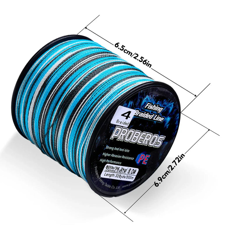 Linha de Pesca Multifilamento Proberos 300M - Confiabilidade e Versatilidade de 6LB a 80LB para Capturas Incríveis