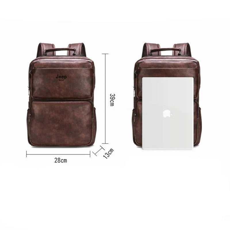 Mochila Buluo Premium em Couro Genuíno Jeep - Conforto e Estilo para Sua Rotina