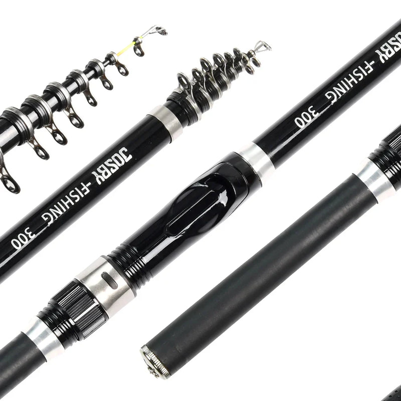 Vara Telescópica Leve Josby: Flexibilidade de 1,5m a 3m em Fibra de Carbono