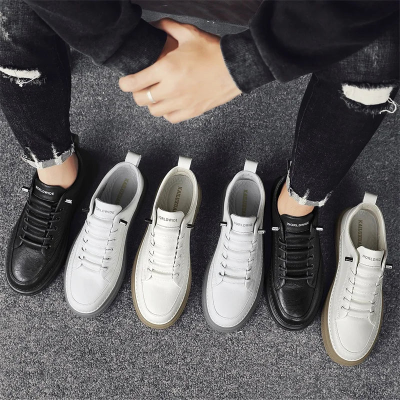 Tênis Casual Masculino em Couro Genuíno - Conforto e Estilo para o Seu Dia a Dia