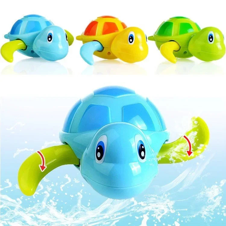 Única venda bonito dos desenhos animados animal tartaruga clássico brinquedo de água do bebê infantil nadar tartaruga enrolada corrente clockwork crianças praia banho brinquedos