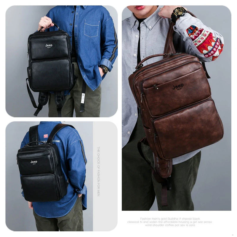 Conforto e Estilo: Mochila Jeep em Couro Genuíno Buluo Premium