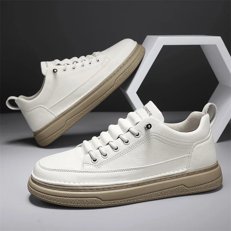 Tênis Casual Masculino em Couro Genuíno - Conforto e Estilo para o Seu Dia a Dia