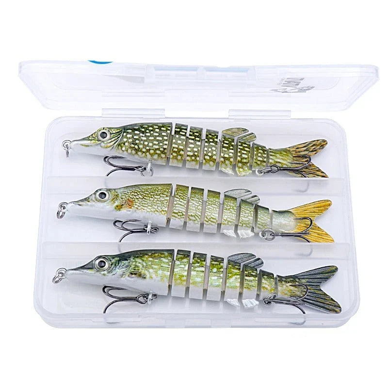 Conjunto de Iscas Artificiais Articuladas Trehook em 3 e 5 Peças para Pesca Eficiente