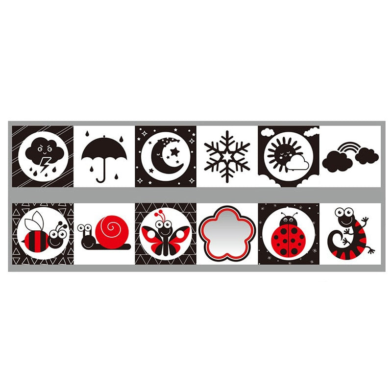 Livro Sensorial Preto e Branco para Bebês – Estímulo Visual e Momentos de Descoberta