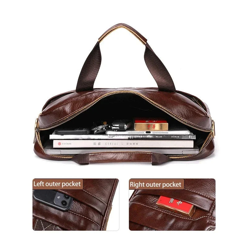 Maleta de Couro Genuíno Arthur Premium - Sofisticação e Praticidade para o Seu Dia a Dia