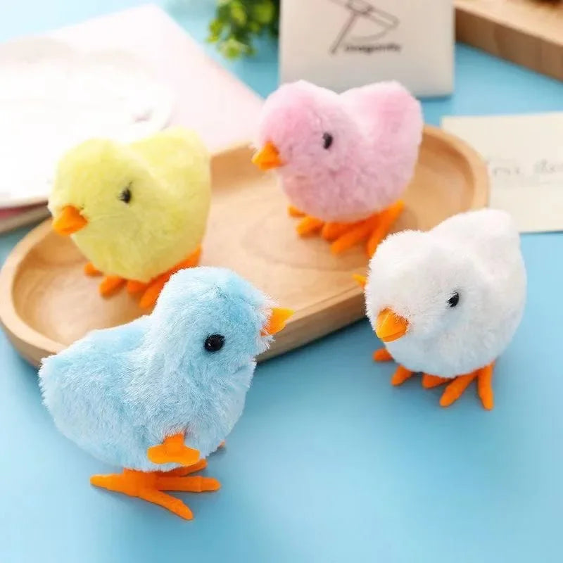 Simulação de frango de corda dos desenhos animados pelúcia pulando frango nostalgia brinquedo relógio presente para presentes do miúdo brinquedos de corda das crianças