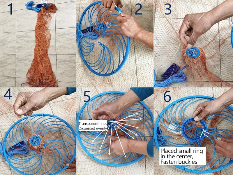 Rede de Pesca Lawaia com Anel Azul e Linha Trançada - Aumente Suas Capturas com Estilo e Confiabilidade