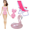 Ba Doll bie 3 Pçs/set 11.5 Polegada Acessórios de Boneca 30cm 1/6 Biquíni Maiô + Cadeira de Praia + Natação Salvagente Roupa de Verão Brinquedo