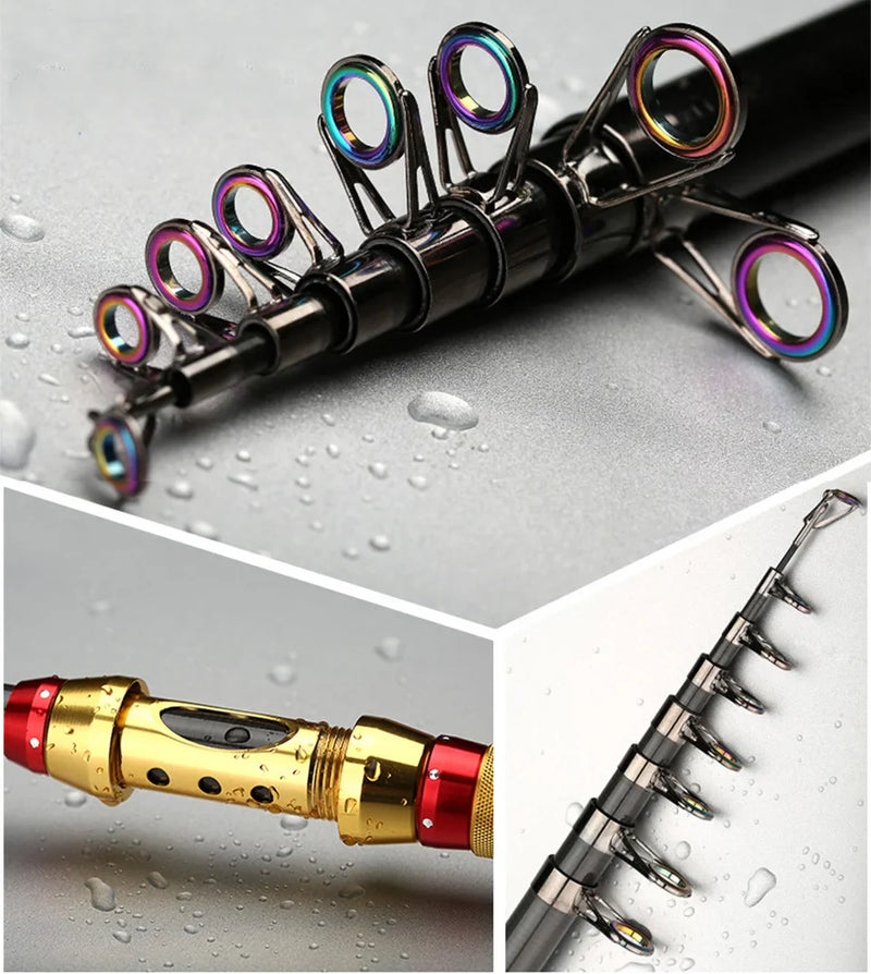 Vara de Pesca Telescópica Yernea em 99% Carbono – Leve e Versátil de 1.8 a 3.6m para Aventura Perfeita