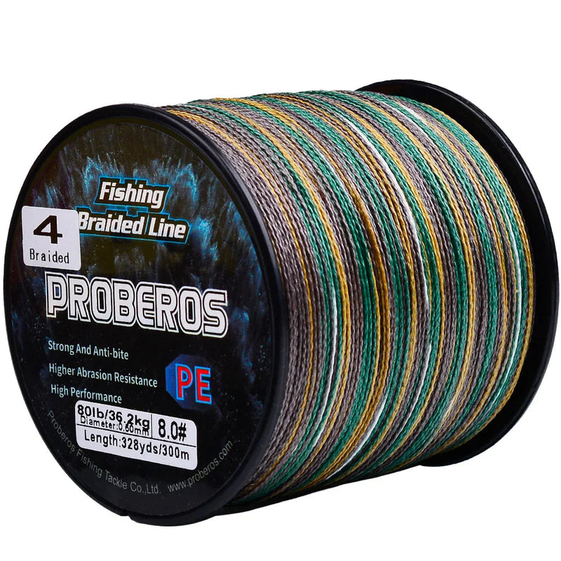 Linha de Pesca Multifilamento Proberos 300M - Confiabilidade e Versatilidade de 6LB a 80LB para Capturas Incríveis