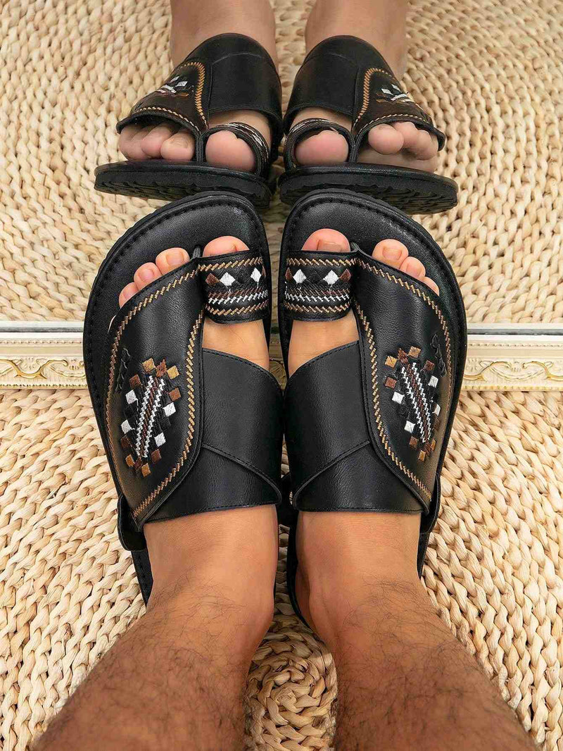 Sandália Masculina de Couro Árabe Anti-Stress