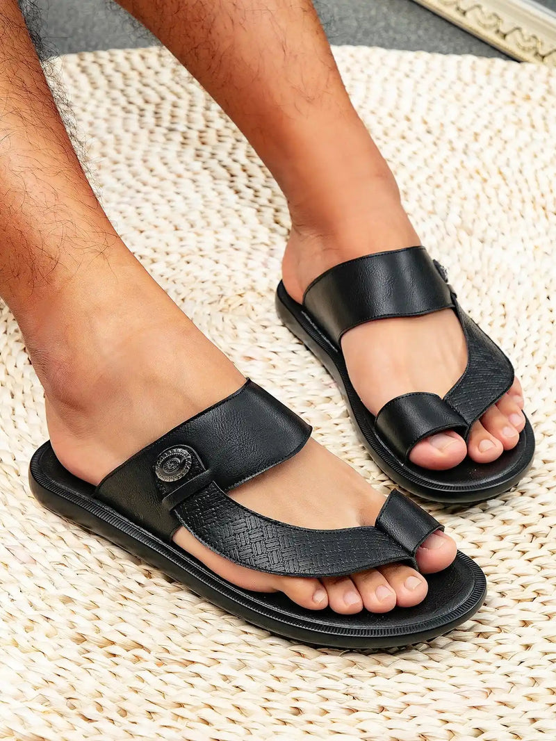 Sandália Masculina de Couro Preto Árabes