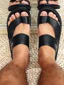 Sandália Masculina de Couro Preto Árabes