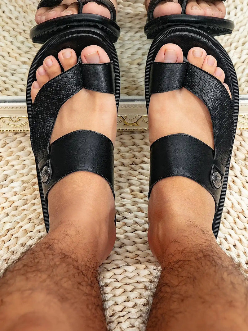 Sandália Masculina de Couro Preto Árabes