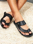 Sandália Masculina de Couro Preto Árabes