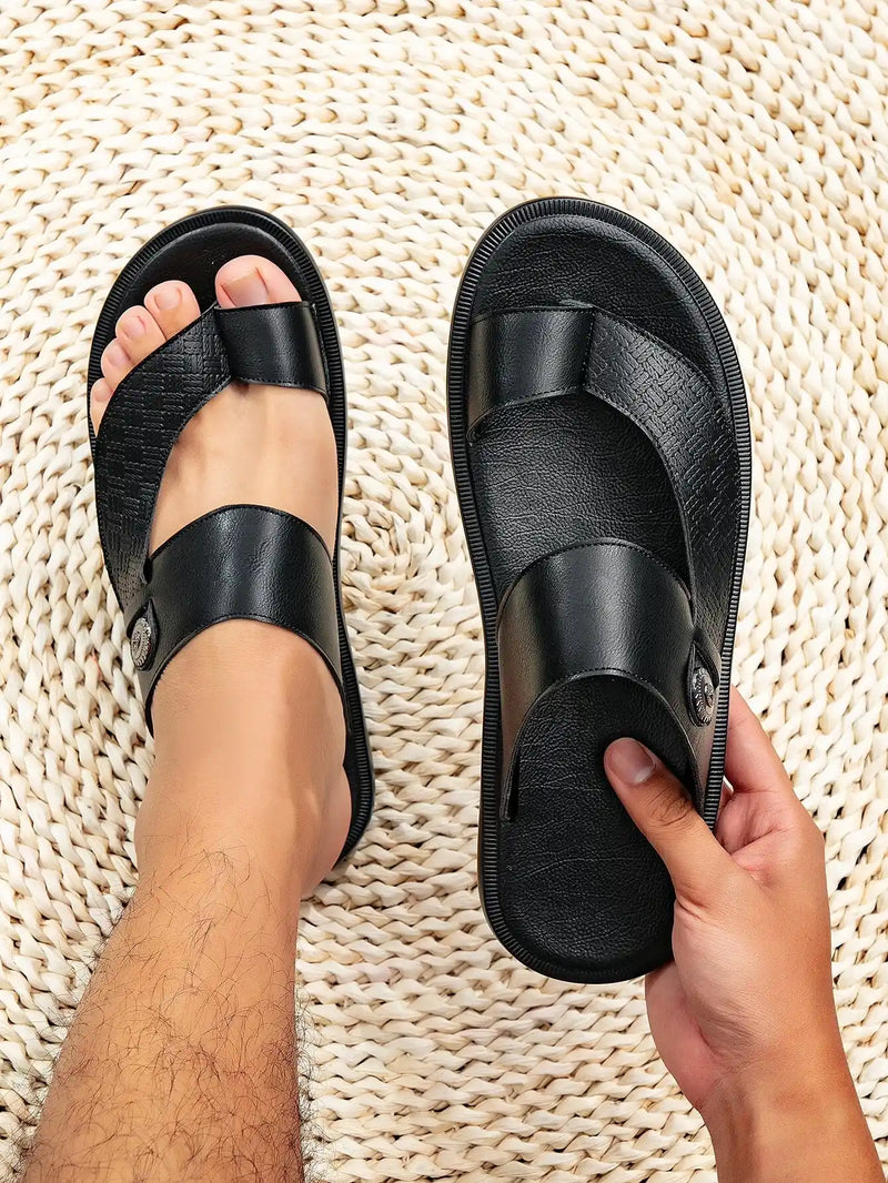 Sandália Masculina de Couro Preto Árabes