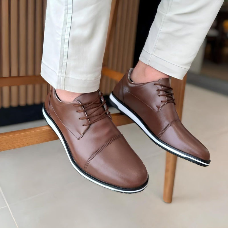 Sapato Oxford Masculino Social Marrom Brogue