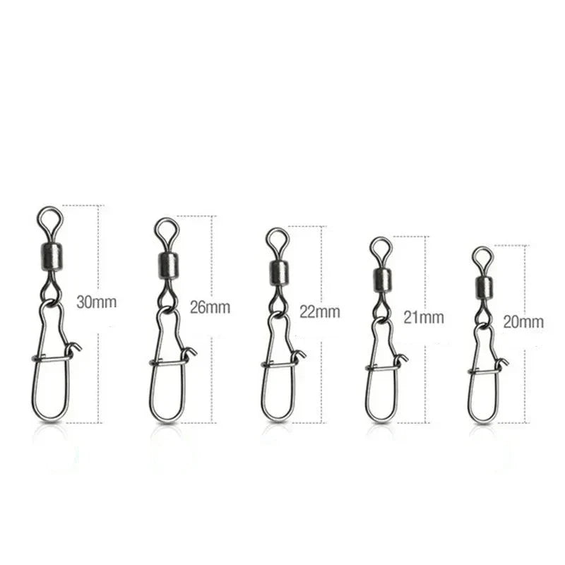 Snap Para Pesca Com Girador em Aço Inoxidável - Pacote com 100 Unidades para Aumentar Sua Eficácia