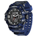 Relógio Militar Masculino Smael Camuflado com Display Duplo para Aventureiros