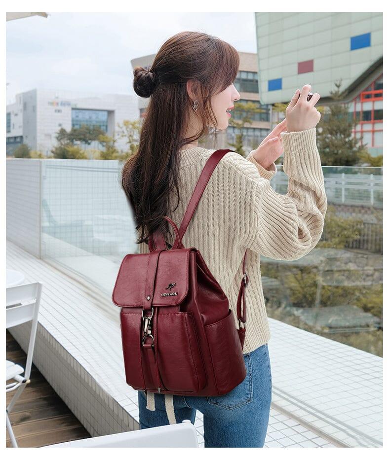 Mochila de Couro Genuíno Feminina - Estilo Aussie para Conforto e Praticidade