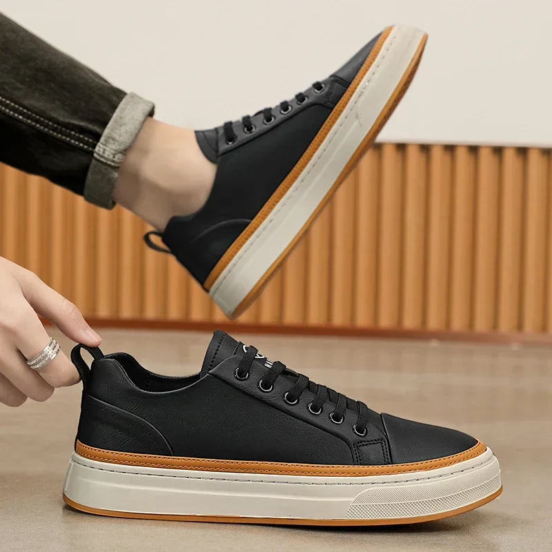 Tênis Masculino de Couro Genuíno - Estilo e Conforto para sua Rotina