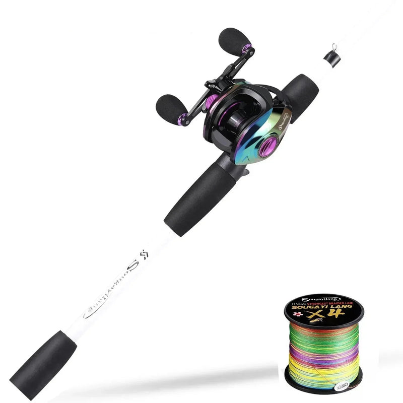 Kit de Pesca Sougayilang: Carretilha Eficiente e Vara Leve de 1.98m para Aumentar Seu Conforto na Pesca