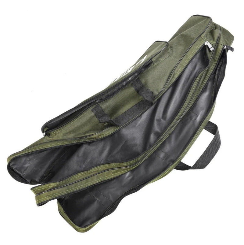 Bolsa Dobrável Para Vara De Pesca 80cm com 2 Compartimentos e Bolso Lateral - Praticidade e Organização em Suas Aventuras de Pesca