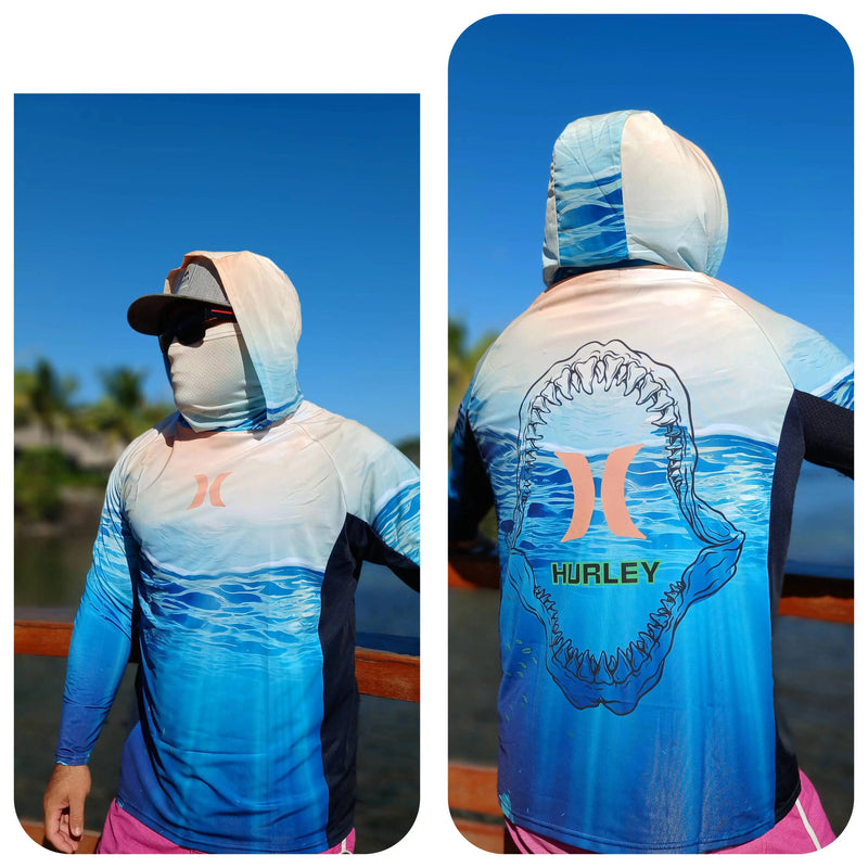 Camisa Masculina Com Capuz UPF 50+ Manga Longa Para Conforto e Proteção na Pesca