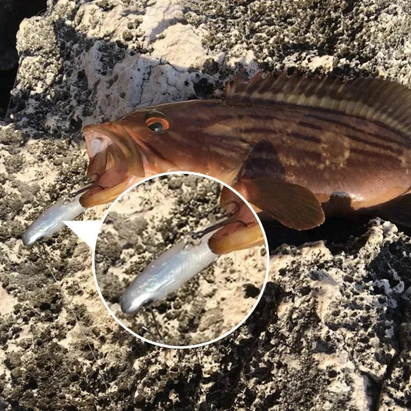 Kit de Iscas Artificiais Soft Fishing 8cm - 5 Unidades com Ganchos para Capturas Incríveis
