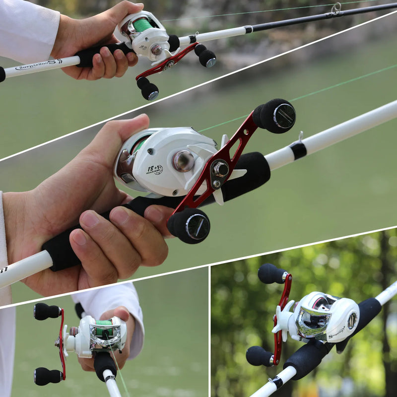 Kit de Pesca Sougayilang: Carretilha Eficiente e Vara Leve de 1.98m para Aumentar Seu Conforto na Pesca