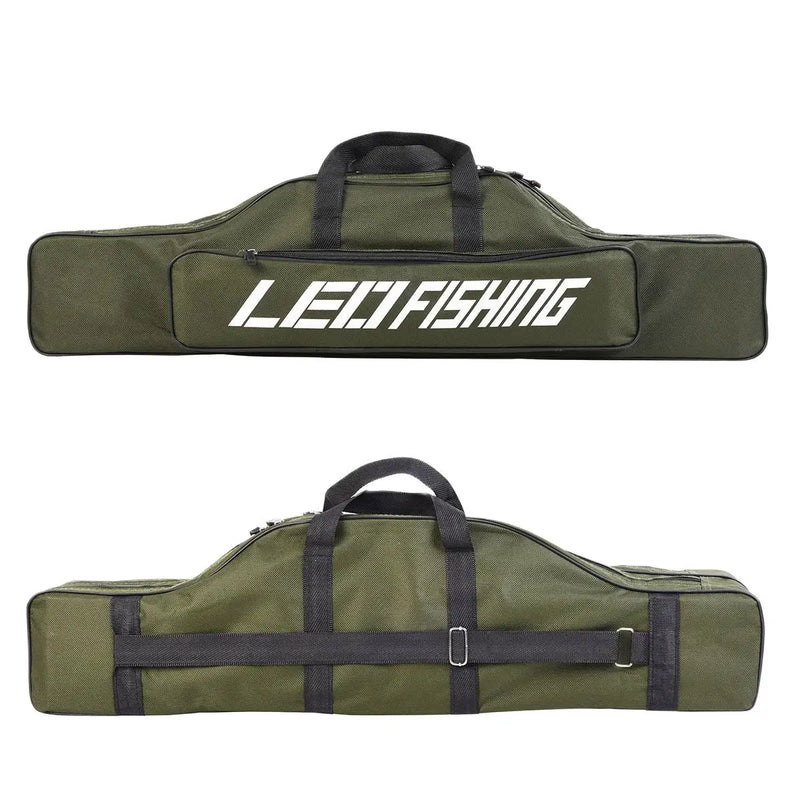 Bolsa Dobrável Para Vara De Pesca 80cm com 2 Compartimentos e Bolso Lateral - Praticidade e Organização em Suas Aventuras de Pesca