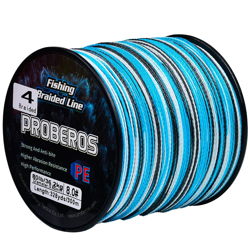 Linha de Pesca Multifilamento Proberos 300M - Confiabilidade e Versatilidade de 6LB a 80LB para Capturas Incríveis